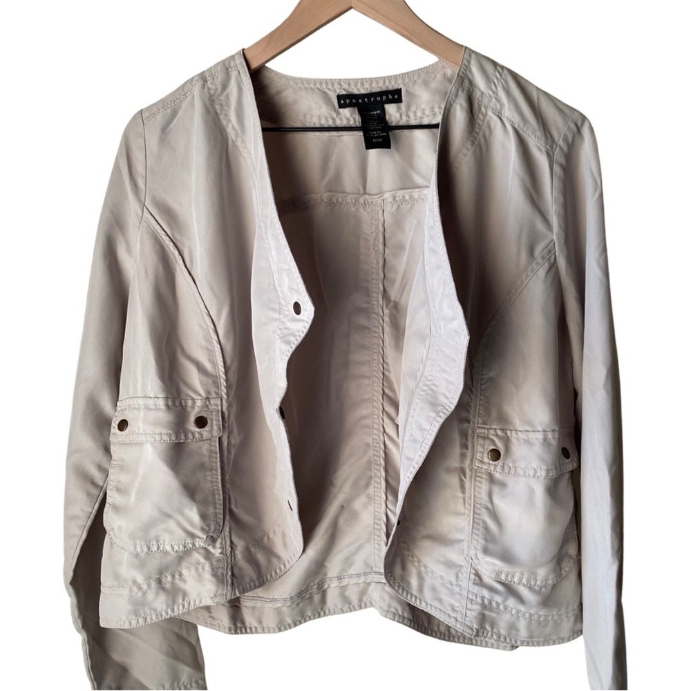 Apostrophe Drape-Front Cream Jacket